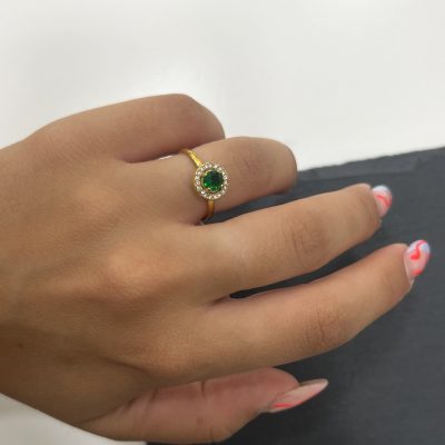 Lithops “Cora” δαχτυλίδι επιχρυσωμένο πράσινο